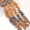 AAA+ Golden Shine Moonstone 6x10mm-7x12mm Smooth Pear Briolettes | Multi Moonstone Golden Fire Semi Precious Gemstone Beads | 8inch Strand