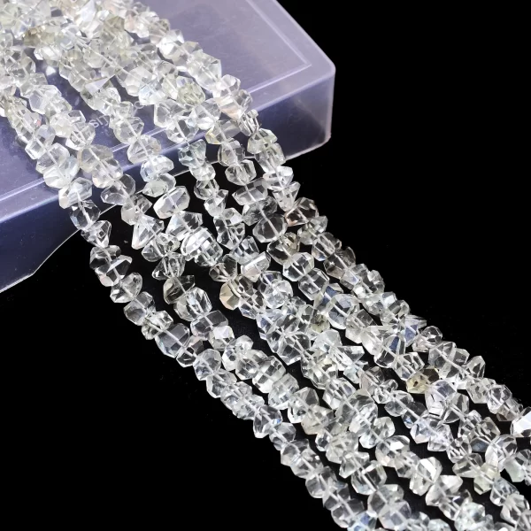 AAA+ Green Amethyst 7mm-10mm Faceted Nugget Beads | Amethyst Step Cut Tumbled | Natural Semiprecious Gemstone Beads for Jewelry | 9" Strand - Image 2
