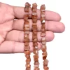 Natural Peach Gemstone Nuggets Beads | Moonstone Semi Precious Gemstone 6mm-8mm Faceted Step Cut Tumbled Beads for Jewelry | 8inch Strand - Image 4