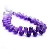 AAA+ Amethyst Smooth Teardrop Beads | Gemstone 6x9mm-7x10mm Drops 7inch Strand | Amethyst Semi Precious Gemstone Loose Beads for Jewelry
