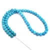 AAA+ Natural Turquoise 8mm-9mm Round Faceted Beads | 18inch Strand | Shaded Arizona Turquoise Semi Precious Gemstone Loose Beads | 1mm Hole