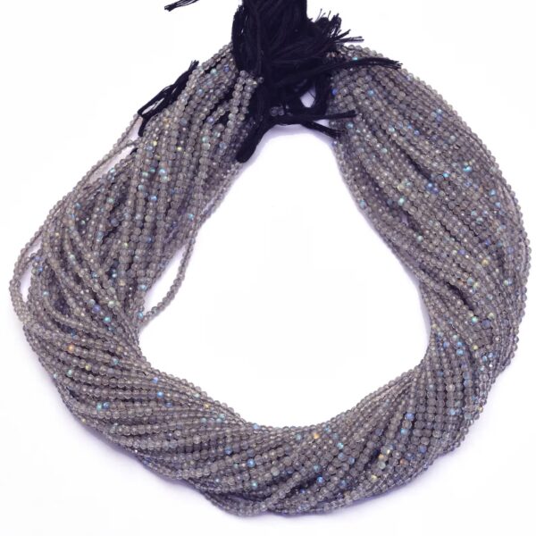 AAA Labradorite Faceted 2mm-3mm Beads | 13inch Strand | Natural Blue fire Labradorite Semiprecious Faceted Gemstone Beads for Jewelry Making - Image 2