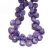 AAA+ Charoite Gemstone 10mm Faceted Heart Briolette Beads | 8" Strand | Purple Charoite Semi Precious Gemstone Loose Briolettes for Jewelry - Image 2