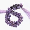 AAA+ Charoite Gemstone 10mm-14mm Pear Briolette Beads | 8inch Strand | Purple Charoite Semi Precious Gemstone Faceted Briolettes for Jewelry