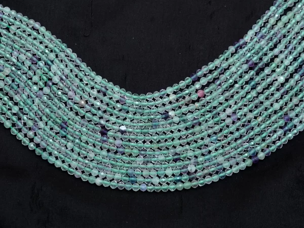 AAA+ Green Fluorite Gemstone 3mm Faceted Rondelle Beads | 13" Strand | Natural Fluorite Semiprecious Gemstone Loose Beads for Jewelry Making