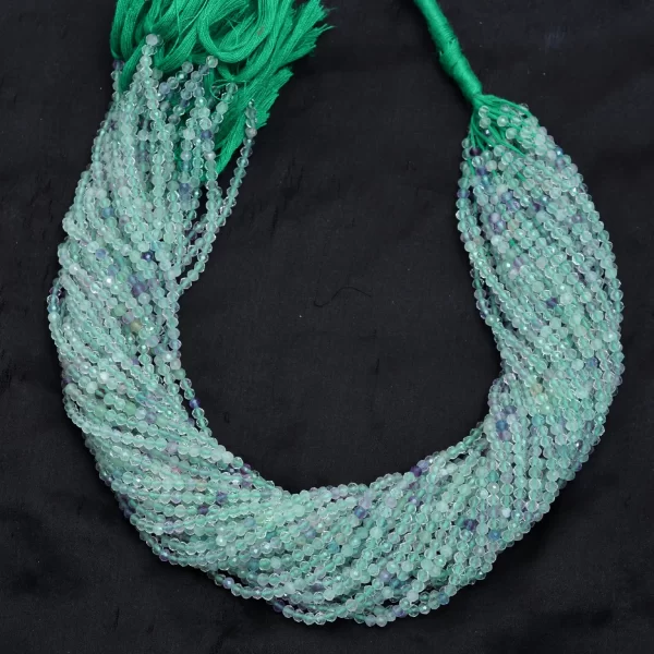 AAA+ Green Fluorite Gemstone 3mm Faceted Rondelle Beads | 13" Strand | Natural Fluorite Semiprecious Gemstone Loose Beads for Jewelry Making - Image 2
