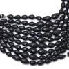 AAA+ Black Onyx Gemstone 12mm-16mm Teardrop Faceted Briolettes | Natural Black Onyx Straight Drill Semi Precious Gemstone Drops | 6" Strand