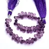 AAA+ Amethyst Hydro Quartz 6x4mm Faceted Teardrop Briolette Beads | 7inch Strand | Amethyst Color Quartz Semi Precious Gemstone Drops Beads