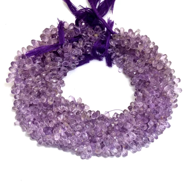 Amethyst Faceted Teardrop Briolettes | 7inch Strand 4x8mm / 5x10mm Faceted Drops | Natural Amethyst Semi Precious Gemstone Teardrop Beads - Image 2
