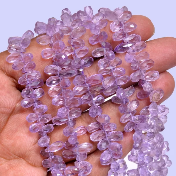 Amethyst Faceted Teardrop Briolettes | 7inch Strand 4x8mm / 5x10mm Faceted Drops | Natural Amethyst Semi Precious Gemstone Teardrop Beads