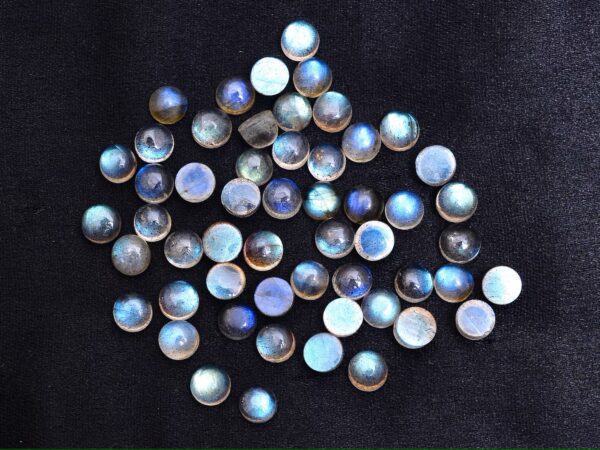 AAA Labradorite Blue Fire Moonstone 2mm, 2.5mm, 3mm Round Cabochon | Natural Labradorite Semi Precious Loose Gemstone Flashy Cabochon Lot