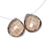 AAA+ Smoky Quartz 18x20mm Faceted Heart Briolette Pair | Natural Smoky Quartz Semi Precious Gemstone Loose Briolettes Beads Set for Jewelry