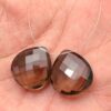 AAA+ Smoky Quartz 18x20mm Faceted Heart Briolette Pair | Natural Smoky Quartz Semi Precious Gemstone Loose Briolettes Beads Set for Jewelry - Image 2