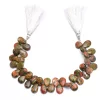 AAA Unakite Gemstone Briolette Smooth Pear Beads | Natural Unakite Semi Precious Gemstone 9x12mm-10x14mm Bead for Jewelry Making | 4" Strand - Image 2