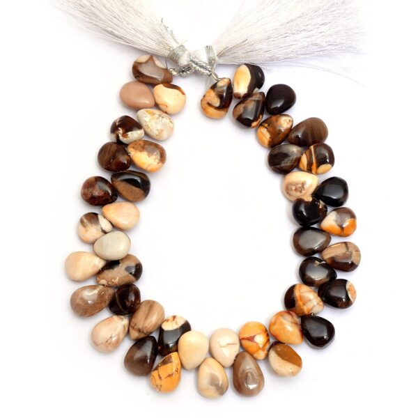 AAA Peanut Wood Gemstone Briolette Smooth Pear Beads | Natural Peanut Wood Jasper Semi Precious Gemstone 8x10mm Bead for Jewelry | 4" Strand - Image 2