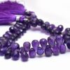 AAA+ Amethyst Gemstone Faceted Teardrop Briolette | 6x9mm to 7x10mm Beads 8inch Strand | Amethyst Semi Precious Gemstone Teardrop Briolette - Image 3