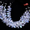 White Rainbow Moonstone 7x5mm Smooth Pear Briolettes | 5inch Strand | Natural Moonstone Blue Fire Semi Precious Gemstone Briolettes Beads