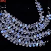 White Rainbow Moonstone 7x5mm Smooth Pear Briolettes | 5inch Strand | Natural Moonstone Blue Fire Semi Precious Gemstone Briolettes Beads - Image 2
