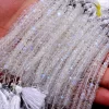 AAA+ Rainbow Moonstone Blue Fire Gemstone 6mm Rondelle Faceted Beads | 3.5" Strand | Natural White Rainbow Moonstone Gemstone Loose Beads - Image 3