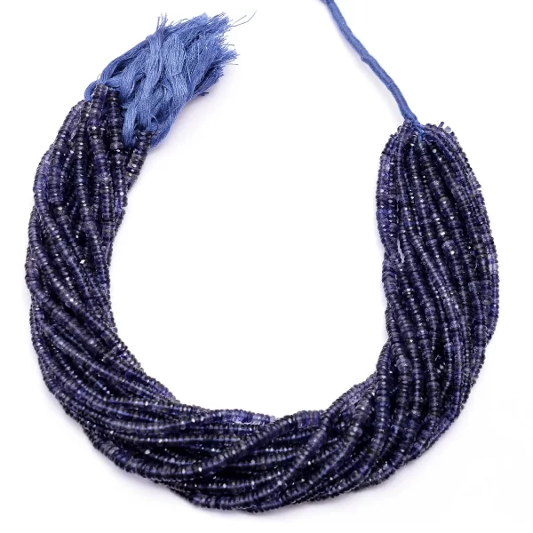 AAA+ Iolite Gemstone 4mm-5mm Faceted Heishi / Tyre Rondelles | Gemstone Disc Beads 13" Strand | Natural Iolite Gemstone Coin / Spacer Beads - Image 2