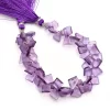 Natural AAA+ Brazilian Amethyst Semiprecious Gemstone Step Cut Fancy Tumbled Beads | Amethyst Faceted Side Drill Nugget Beads | 8inch Strand - Image 3
