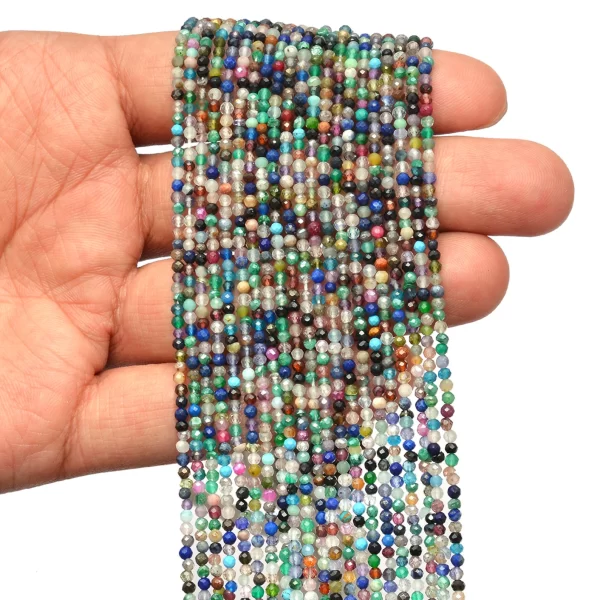 Natural Multi Gemstone Mix 2mm-3mm Micro Faceted Beads | 13" Strand | Jewelry Making Supplies | Mixed Semi Precious Gemstone Rondelle Beads - Image 3
