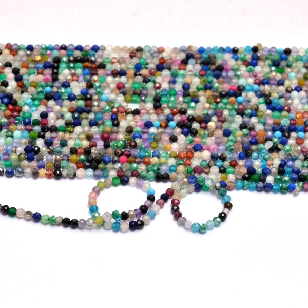 Natural Multi Gemstone Mix 2mm-3mm Micro Faceted Beads | 13" Strand | Jewelry Making Supplies | Mixed Semi Precious Gemstone Rondelle Beads - Image 4