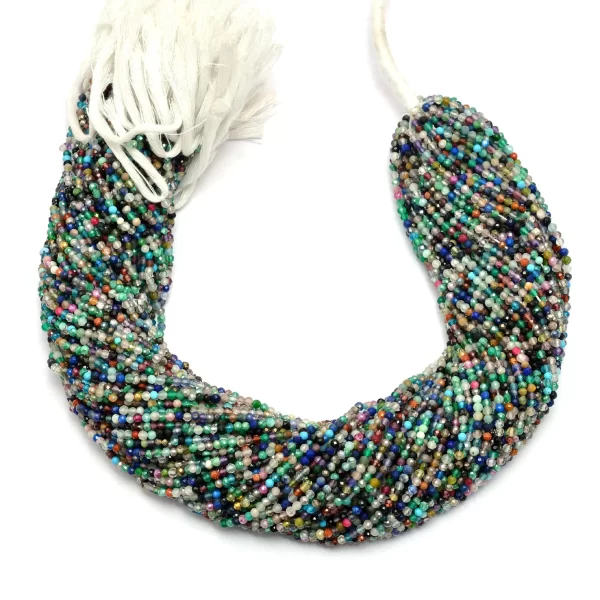 Natural Multi Gemstone Mix 2mm-3mm Micro Faceted Beads | 13" Strand | Jewelry Making Supplies | Mixed Semi Precious Gemstone Rondelle Beads - Image 2