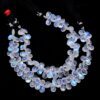 AAA+ White Rainbow Moonstone 7x10mm Pear Briolette Beads | 8inch Strand | Natural Blue Fire Moonstone Semiprecious Gemstone Briolettes