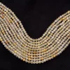 AAA+ Gold Rutilated Quartz 3mm-4mm Gemstone Round Faceted Beads | 13inch Strand | Natural Golden Rutile Semi Precious Gemstone Loose Beads