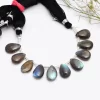 AAA+ Labradorite High Flash 9x13mm Smooth Pear Beads | Natural Labradorite Fire Semi Precious Gemstone Loose Briolettes for Jewelry Making