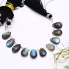 AAA+ Labradorite High Flash 9x13mm Faceted Pear Beads | Natural Labradorite Fire Semi Precious Gemstone Loose Briolettes for Jewelry Making