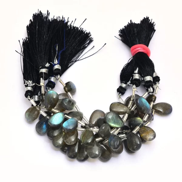 AAA+ Labradorite High Flash 9x13mm Smooth Pear Beads | Natural Labradorite Fire Semi Precious Gemstone Loose Briolettes for Jewelry Making - Image 2