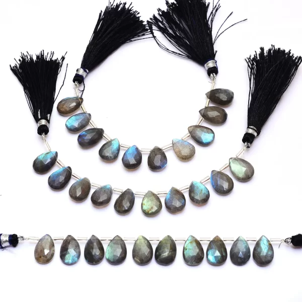 AAA+ Labradorite High Flash 9x13mm Faceted Pear Beads | Natural Labradorite Fire Semi Precious Gemstone Loose Briolettes for Jewelry Making - Image 5