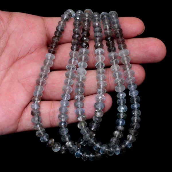 Natural AAA+ Moss Aquamarine 5mm-6mm Rondelle Faceted Beads | Aquamarine Semi Precious Gemstone Loose Beads for Jewelry Making | 14" Strand - Image 5
