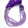 Brazilian Amethyst Heart Briolette, Gemstone 6mm Faceted Beads | Natural AAA+ Amethyst Semi Precious Gemstone Briolette Beads | 8inch Strand