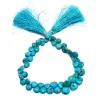 AAA+ Turquoise Briolette | 7mm-9mm Faceted Heart Beads 8inch Strand - 58 Carats | Natural Arizona Turquoise Gemstone Graduating Beads Layout - Image 2