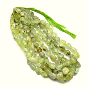 Prehnite Gemstone Oval Nugget Beads | 10x14mm Tumbled 16inch Strand | Natural Green Prehnite Semi Precious Gemstone Rare Oval Pebble Beads