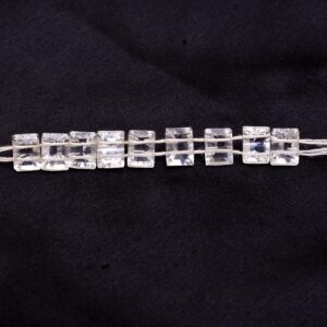 AAA+ Crystal Quartz 7x5mm Baguette Cut Beads | 9 Beads Strand | Clear Crystal Quartz Semi Precious Gemstone Briolettes | Two Hole Beads