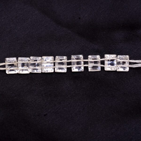 AAA+ Crystal Quartz 7x5mm Baguette Cut Beads | 9 Beads Strand | Clear Crystal Quartz Semi Precious Gemstone Briolettes | Two Hole Beads