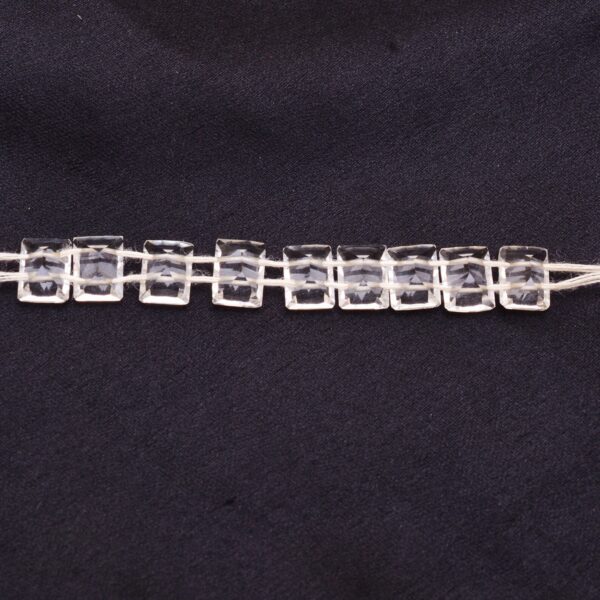 AAA+ Crystal Quartz 7x5mm Baguette Cut Beads | 9 Beads Strand | Clear Crystal Quartz Semi Precious Gemstone Briolettes | Two Hole Beads - Image 3