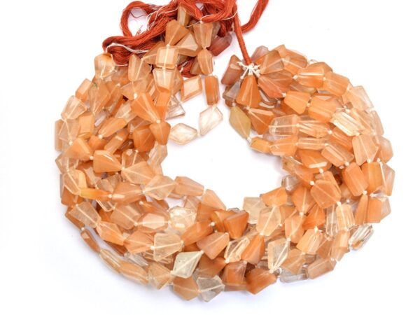 Rutilated Quartz Gemstone 12mm-14mm Faceted Nugget Beads | Multi Red Rutile Step Cut Tumbled Natural Semi Precious Gemstone Bead for Jewelry