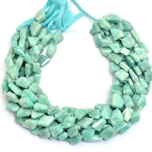 Amazonite Faceted Nugget Beads | AAA Amazonite Gemstone 12mm-16mm Step Cut Tumbled | Natural Semi Precious Gemstone Beads for Jewelry Making