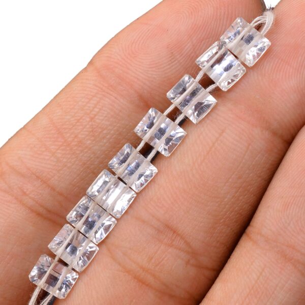 AAA+ Crystal Quartz 7x5mm Baguette Cut Beads | 9 Beads Strand | Clear Crystal Quartz Semi Precious Gemstone Briolettes | Two Hole Beads - Image 2