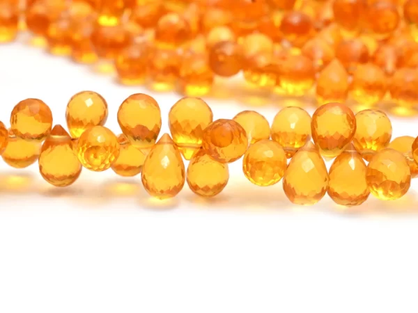 Citrine Gemstone Quartz 5x7mm / 6x8mm Faceted Teardrop Briolette | 8inch Strand | Honey Citrine Hydro Quartz Gemstone Faceted Drops Beads