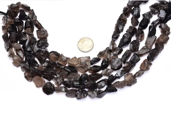 AAA Smoky Quartz 16mm-20mm Raw Rough Nuggets | Brown Smoky Semi Precious Gemstone Tumbles | Natural Uneven Polished Beads for Jewelry Making
