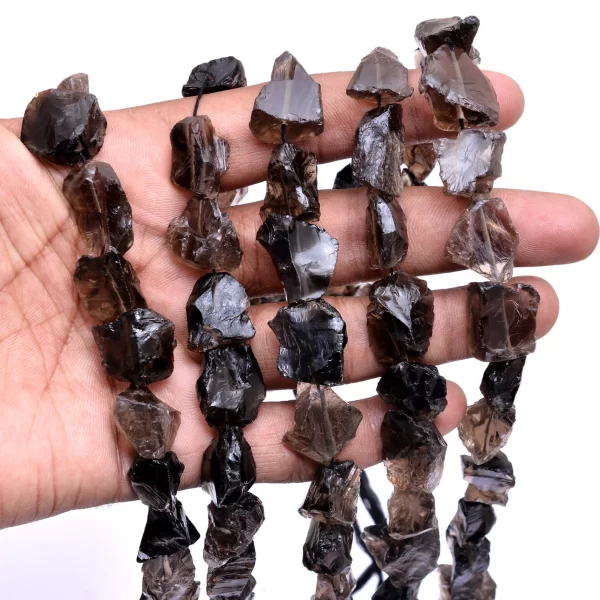 AAA Smoky Quartz 16mm-20mm Raw Rough Nuggets | Brown Smoky Semi Precious Gemstone Tumbles | Natural Uneven Polished Beads for Jewelry Making - Image 2