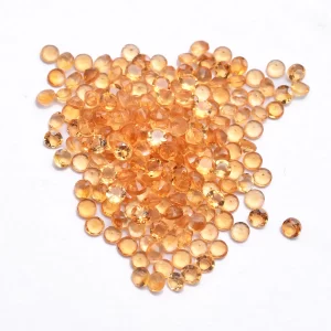 Citrine Loose Gemstone 4mm Round Cut Stone | Natural Honey Citrine Semi Precious Gemstone Faceted Round Cut Stone | Citrine Loose Gemstones