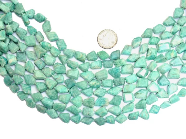 Amazonite Faceted Nugget Beads | AAA Amazonite Gemstone 12mm-16mm Step Cut Tumbled | Natural Semi Precious Gemstone Beads for Jewelry Making - Image 2