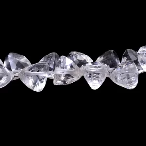 AAA+ Crystal Quartz 7x7mm Faceted Trillion Briolette Beads | Clear Crystal Natural Semi Precious Gemstone Trillion Beads for Jewelry Making